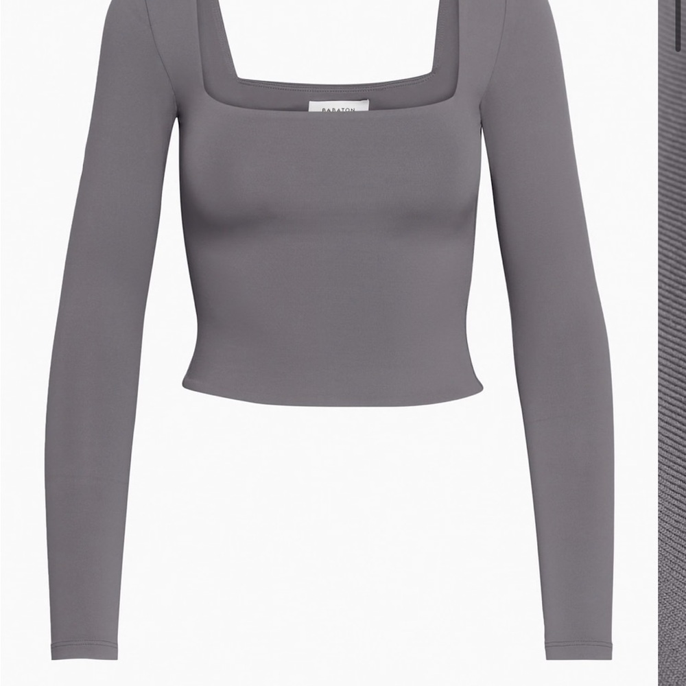 Aritzia Contour Square Neck Charcoal Long Sleeve Top